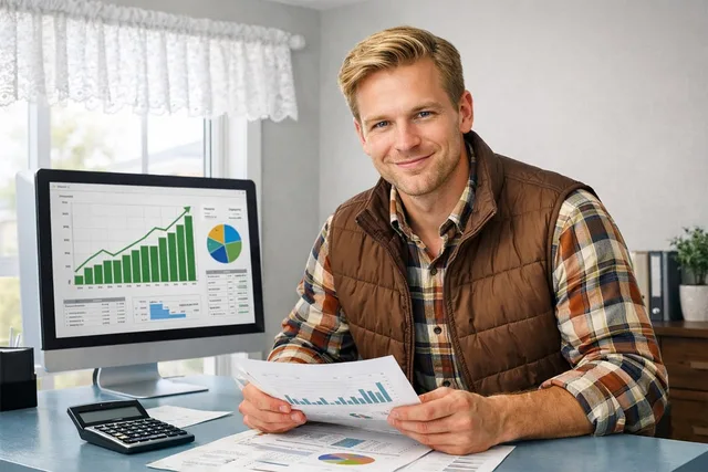 man, accountant, charts, viewing, graph, computer, office, form, submission, accounting, positive feelings, analysis, smiling, tabs, data processing, remote study, jacket, business, precise. SEO tools for UK accountants: local tracking, reporting and confidentiality